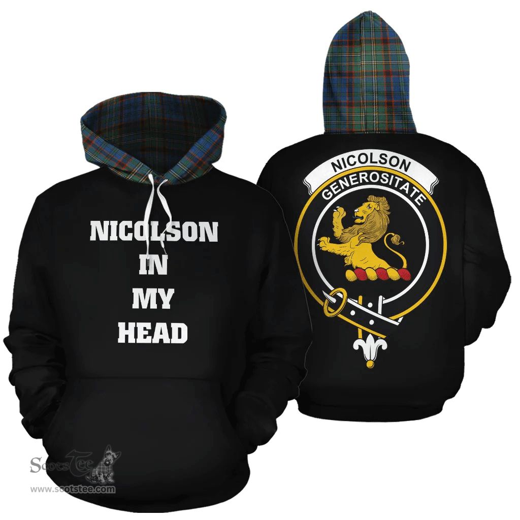 Scottish Nicolson Hunting Ancient Clan Tartan Hoodie - In My Head Style Scottish Plaid Tartan Plaid