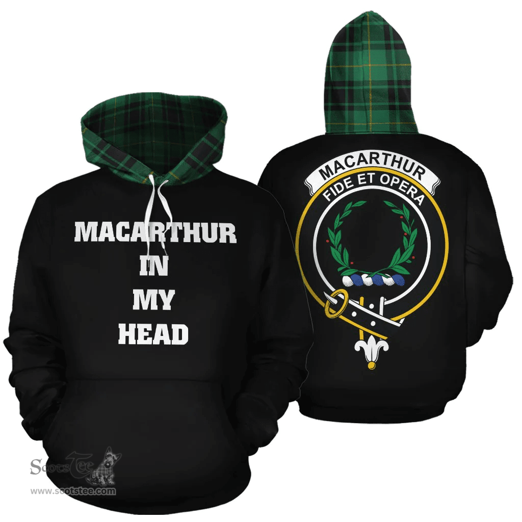 Scottish MacArthur Ancient Clan Tartan Hoodie - In My Head Style Scottish Plaid Tartan Plaid