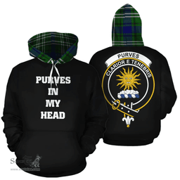 Scottish Purves Clan Tartan Hoodie - In My Head Style Scottish Plaid Tartan Plaid
