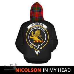 Scottish Nicolson Modern Clan Tartan Hoodie - In My Head Style Scottish Plaid Tartan Plaid