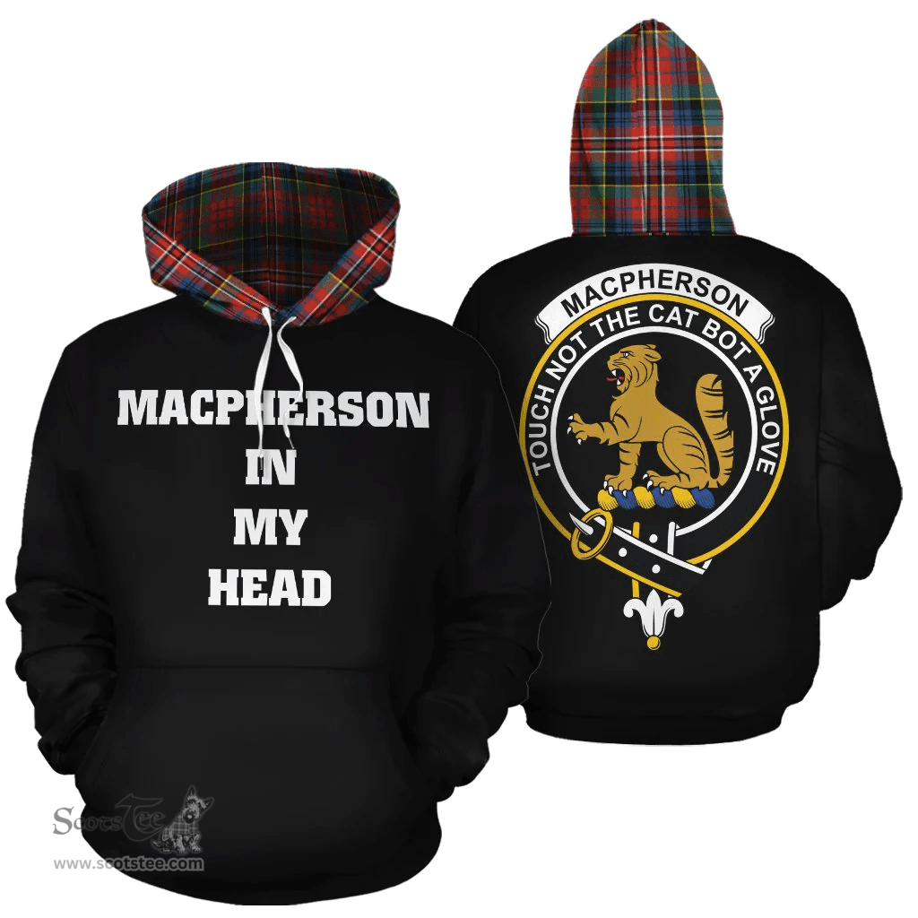 Scottish MacPherson Ancient Clan Tartan Hoodie - In My Head Style Scottish Plaid Tartan Plaid