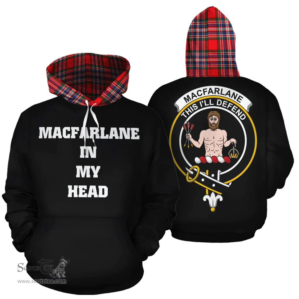 Scottish MacFarlane Modern Clan Tartan Hoodie - In My Head Style Scottish Plaid Tartan Plaid