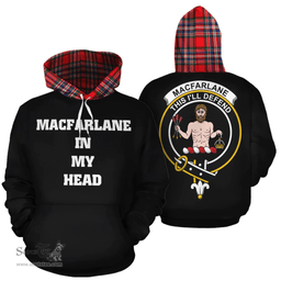 Scottish MacFarlane Modern Clan Tartan Hoodie - In My Head Style Scottish Plaid Tartan Plaid