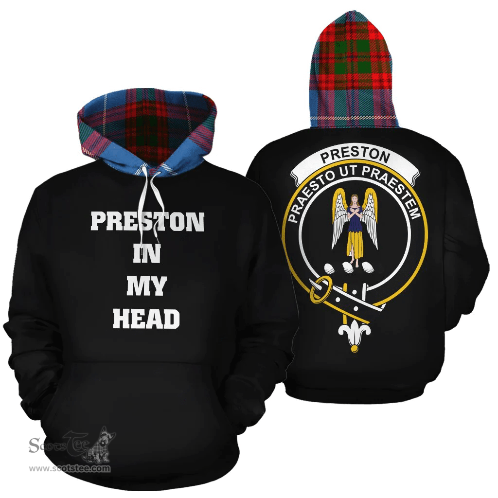 Scottish Preston Clan Tartan Hoodie - In My Head Style Scottish Plaid Tartan Plaid