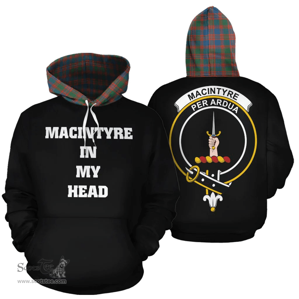 Scottish MacIntyre Ancient Clan Tartan Hoodie - In My Head Style Scottish Plaid Tartan Plaid