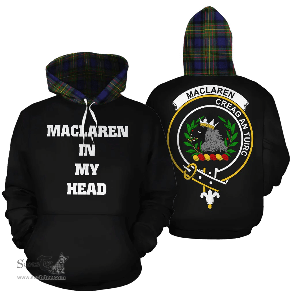 Scottish MacLaren Modern Clan Tartan Hoodie - In My Head Style Scottish Plaid Tartan Plaid