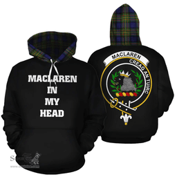 Scottish MacLaren Modern Clan Tartan Hoodie - In My Head Style Scottish Plaid Tartan Plaid
