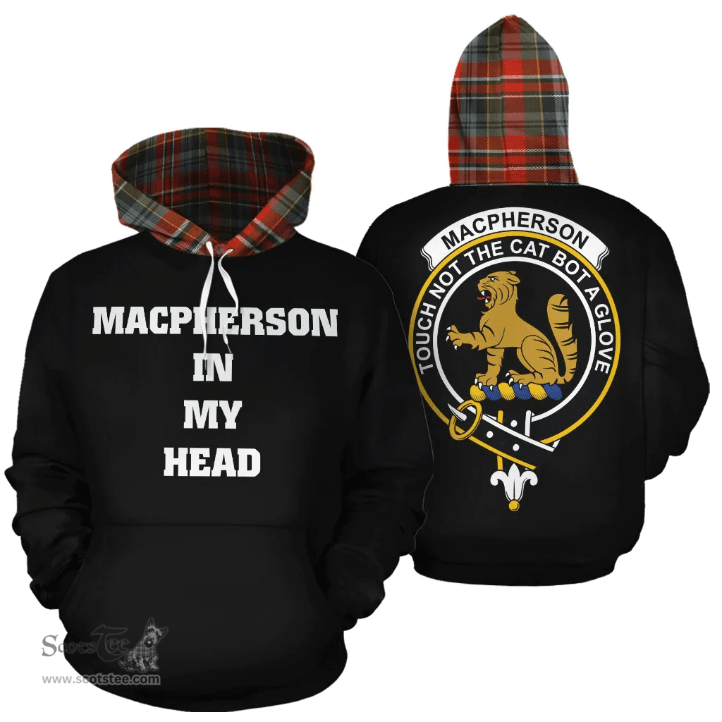 Scottish MacPherson Weathered Clan Tartan Hoodie - In My Head Style Scottish Plaid Tartan Plaid