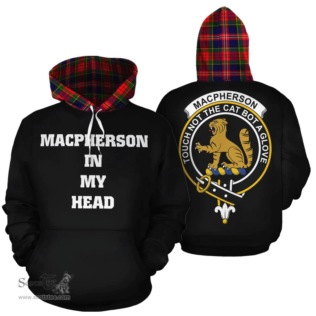 Scottish MacPherson Modern Clan Tartan Hoodie - In My Head Style Scottish Plaid Tartan Plaid