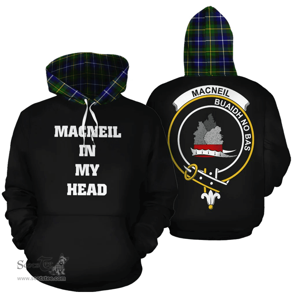 Scottish MacNeil of Barra Modern Clan Tartan Hoodie - In My Head Style Scottish Plaid Tartan Plaid