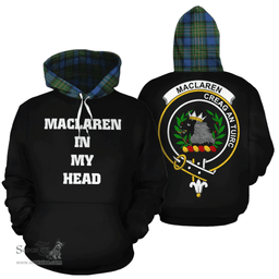 Scottish MacLaren Ancient Clan Tartan Hoodie - In My Head Style Scottish Plaid Tartan Plaid