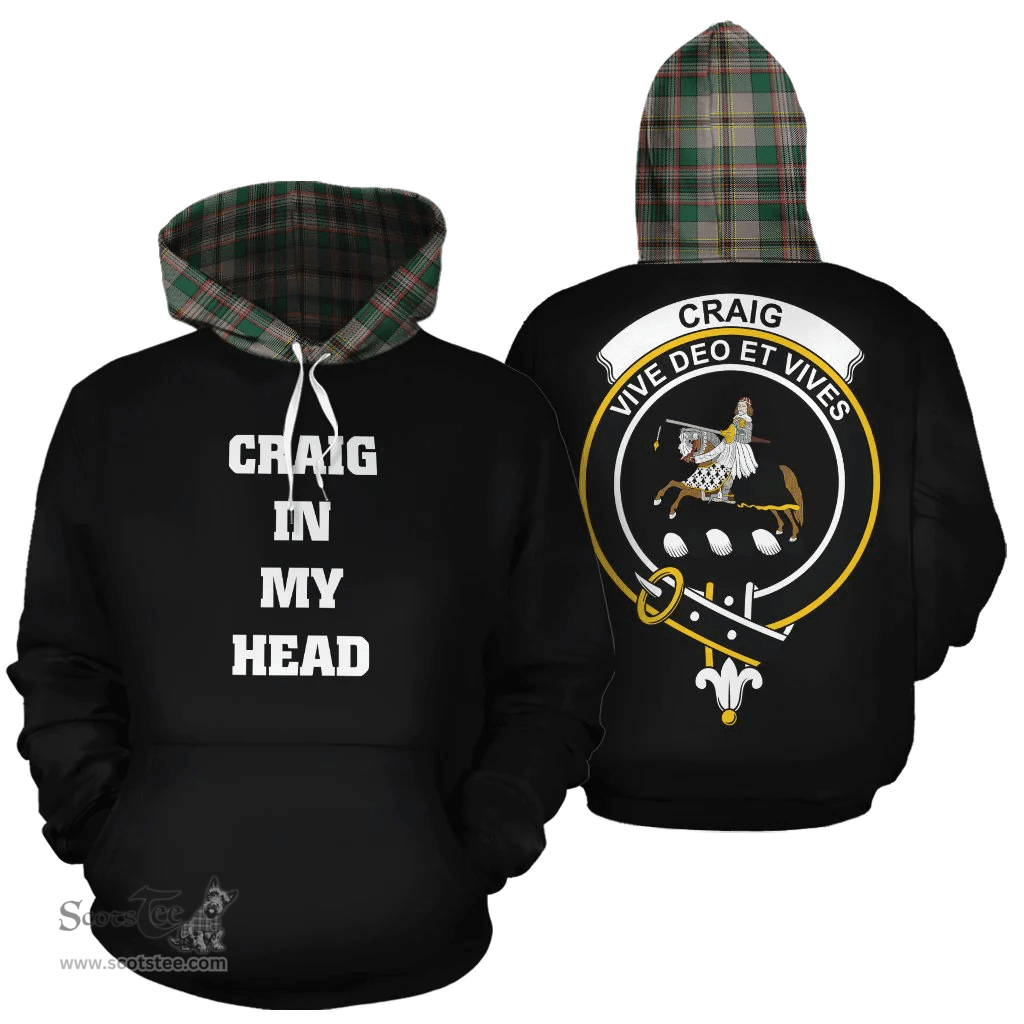 Craig Ancient Clan Tartan Hoodie - In My Head Style Scottish Plaid Tartan Plaid