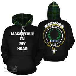 Scottish MacArthur Modern Clan Tartan Hoodie - In My Head Style Scottish Plaid Tartan Plaid