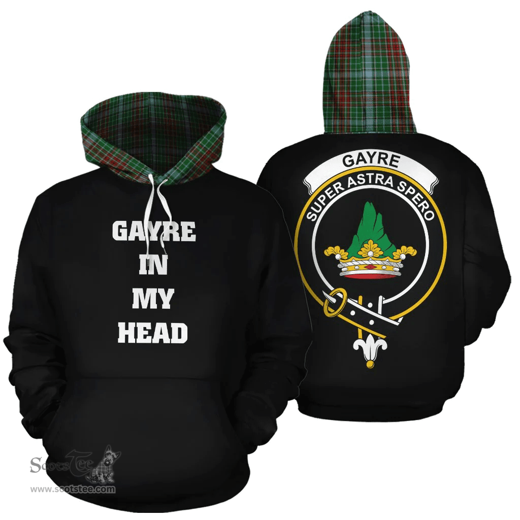 Scottish Gayre Clan Tartan Hoodie - In My Head Style Scottish Plaid Tartan Plaid
