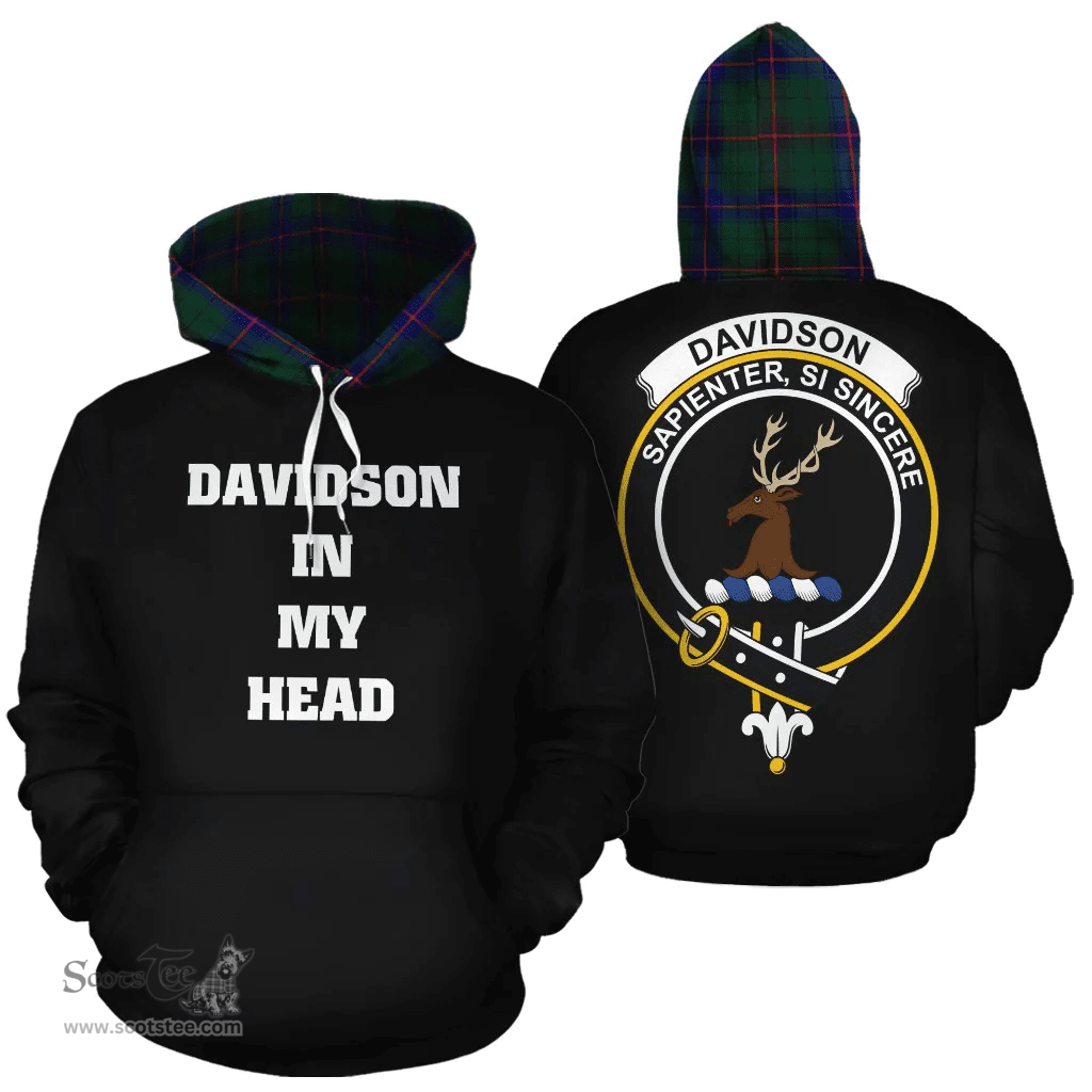 Davidson Modern Clan Tartan Hoodie - In My Head Style Scottish Plaid Tartan Plaid