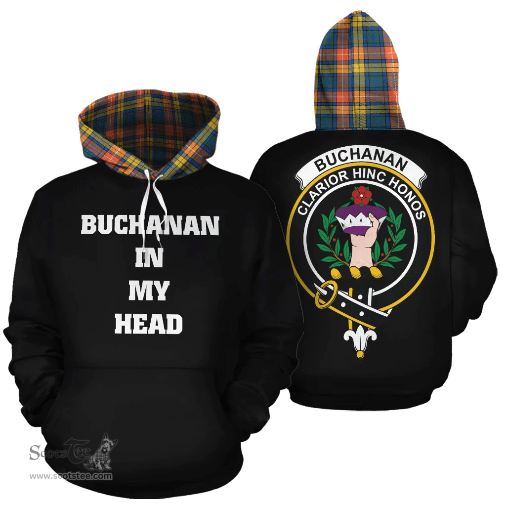 Buchanan Ancient Clan Tartan Hoodie - In My Head Style Scottish Plaid Tartan Plaid