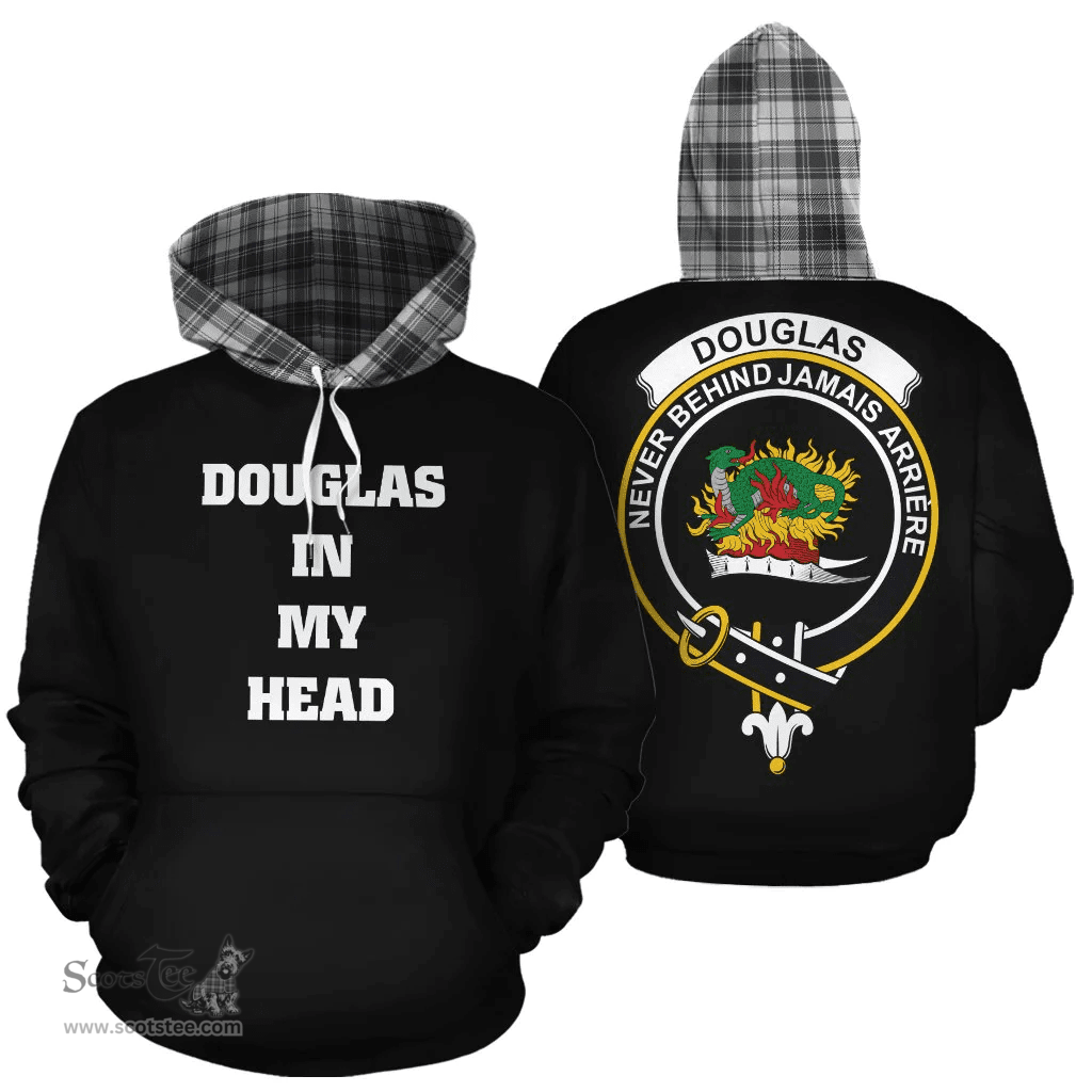 Douglas Grey Modern Clan Tartan Hoodie - In My Head Style Scottish Plaid Tartan Plaid