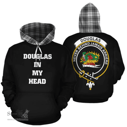 Douglas Grey Modern Clan Tartan Hoodie - In My Head Style Scottish Plaid Tartan Plaid