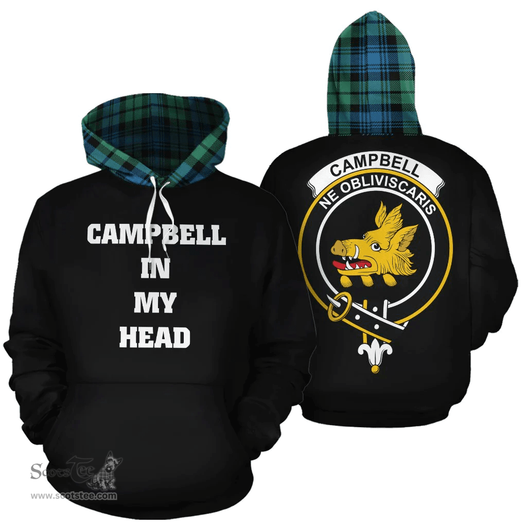 Campbell Ancient 01 Clan Tartan Hoodie - In My Head Style Scottish Plaid Tartan Plaid