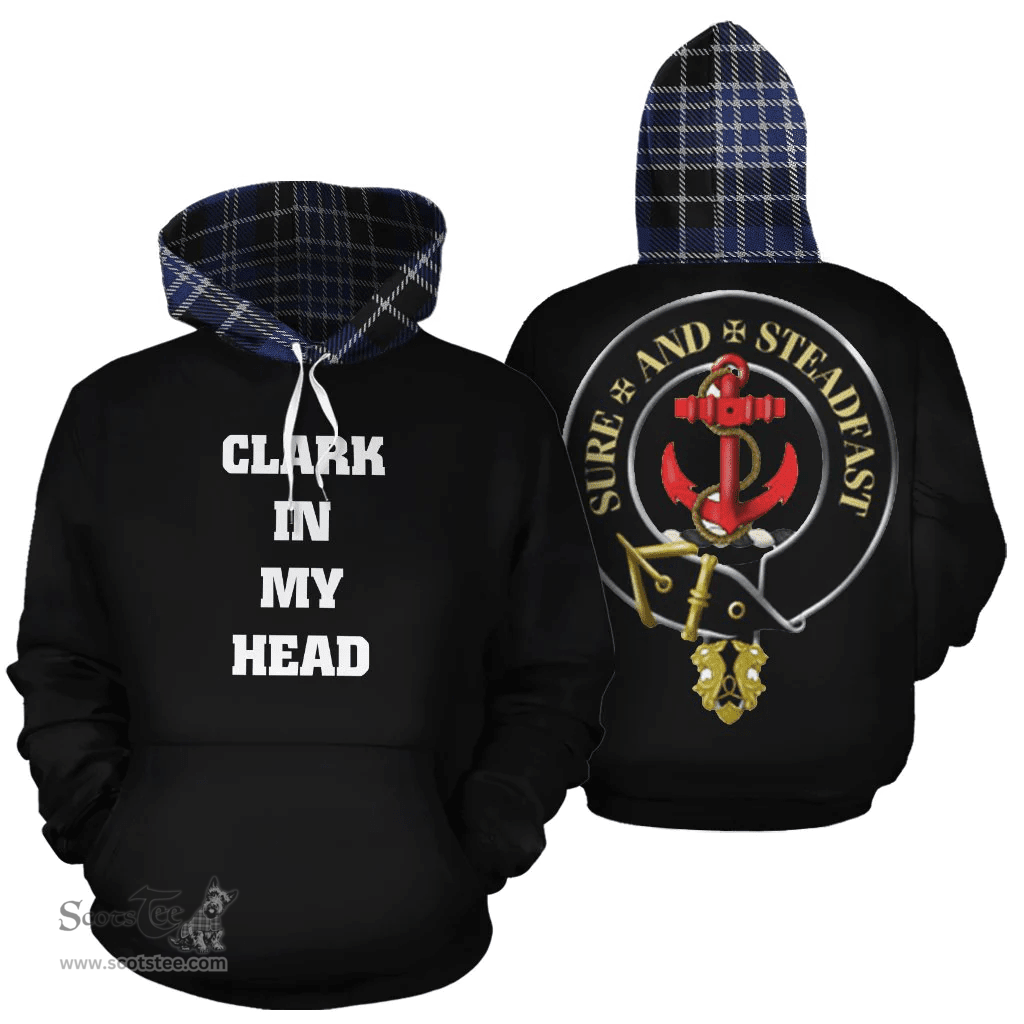 Clark Clan Tartan Hoodie - In My Head Style Scottish Plaid Tartan Plaid