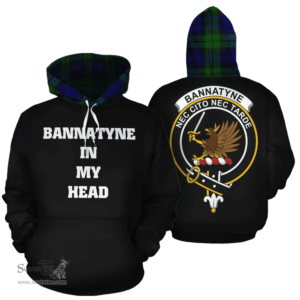 Bannatyne Clan Tartan Hoodie - In My Head Style Scottish Plaid Tartan Plaid