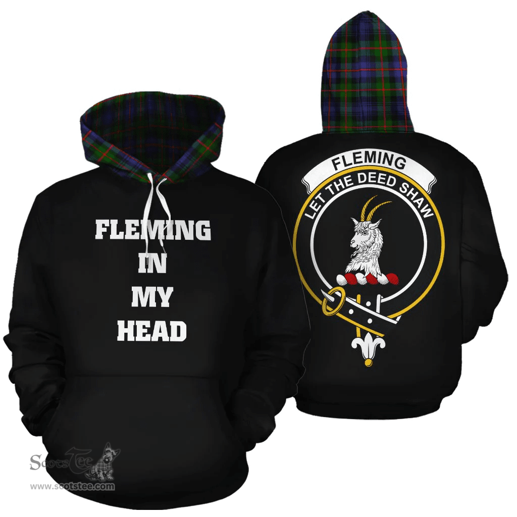 Fleming Clan Tartan Hoodie - In My Head Style Scottish Plaid Tartan Plaid