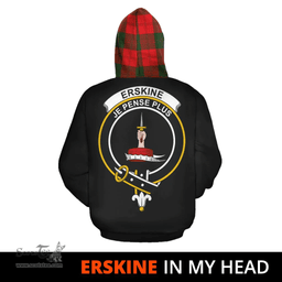Erskine Modern Clan Tartan Hoodie - In My Head Style Scottish Plaid Tartan Plaid
