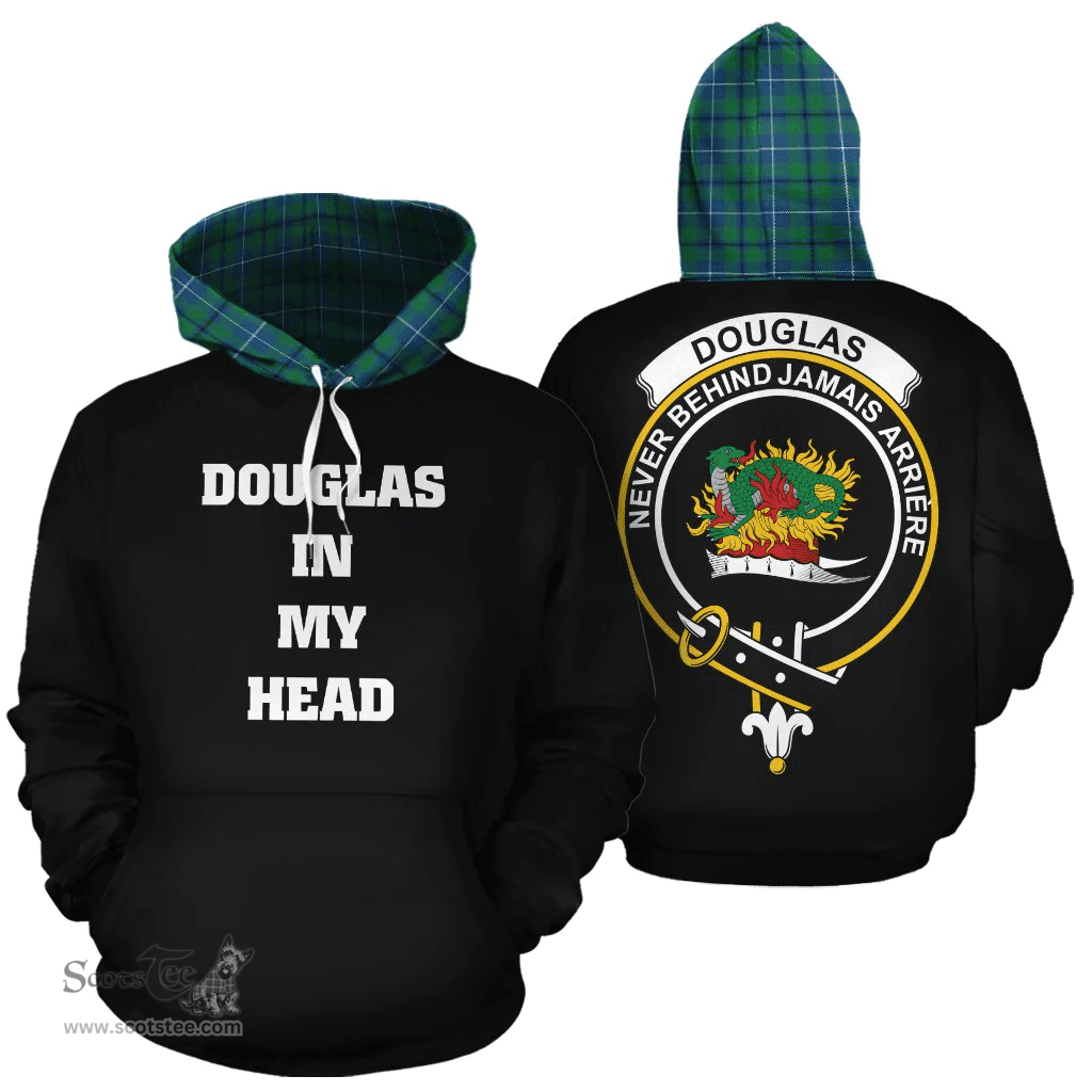 Douglas Ancient Clan Tartan Hoodie - In My Head Style Scottish Plaid Tartan Plaid