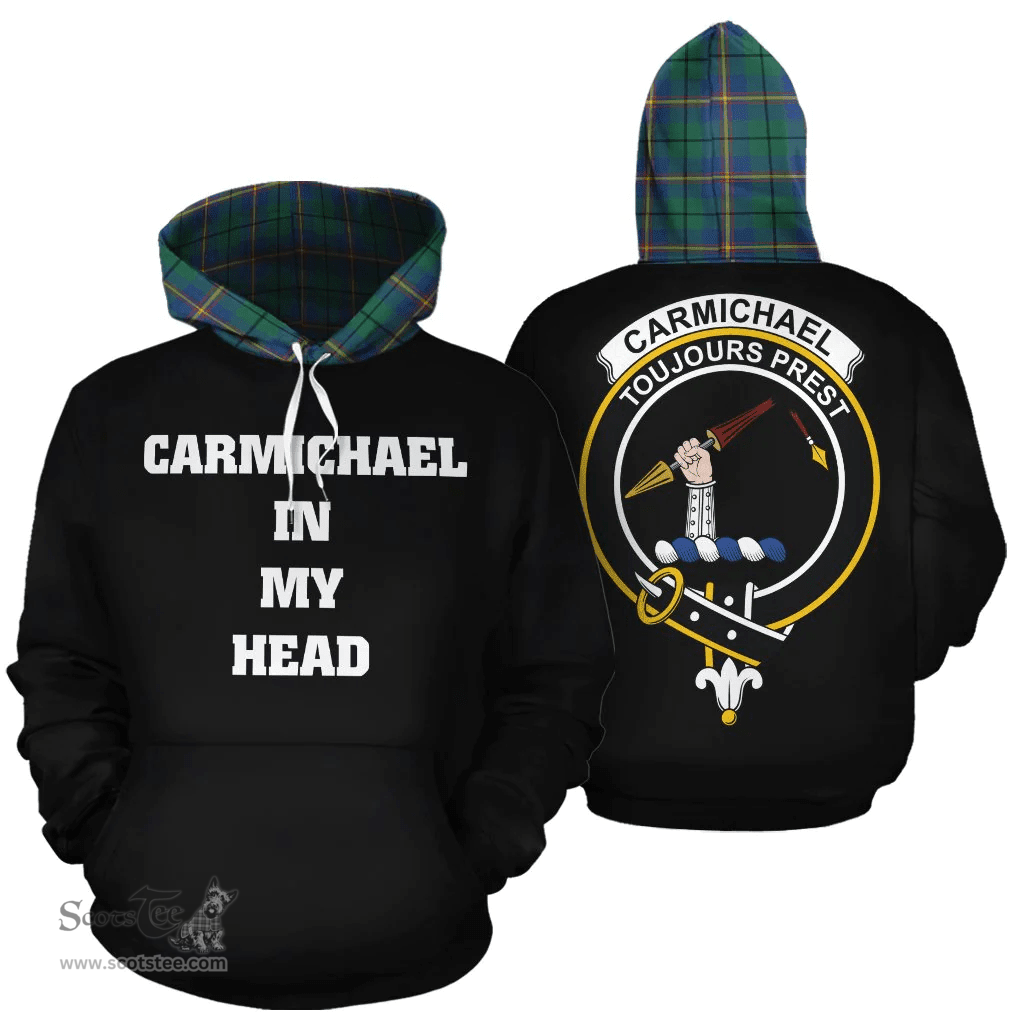 Carmichael Ancient Clan Tartan Hoodie - In My Head Style Scottish Plaid Tartan Plaid