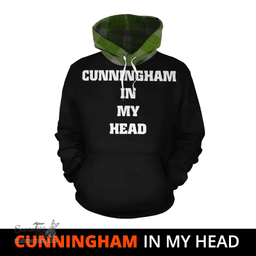 Cunningham Dress Green Dancers Clan Tartan Hoodie - In My Head Style Scottish Plaid Tartan Plaid