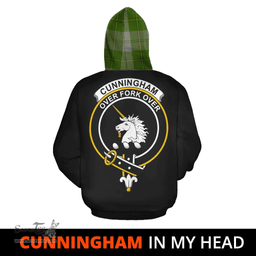 Cunningham Dress Green Dancers Clan Tartan Hoodie - In My Head Style Scottish Plaid Tartan Plaid