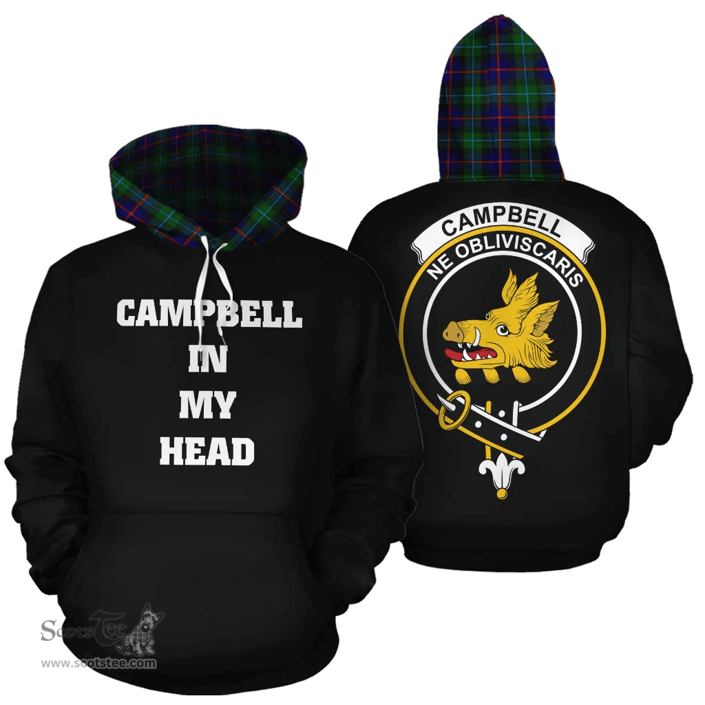 Campbell of Cawdor Modern Clan Tartan Hoodie - In My Head Style Scottish Plaid Tartan Plaid