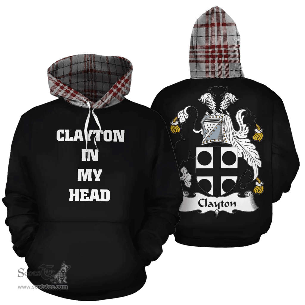 Clayton Clan Tartan Hoodie - In My Head Style Scottish Plaid Tartan Plaid