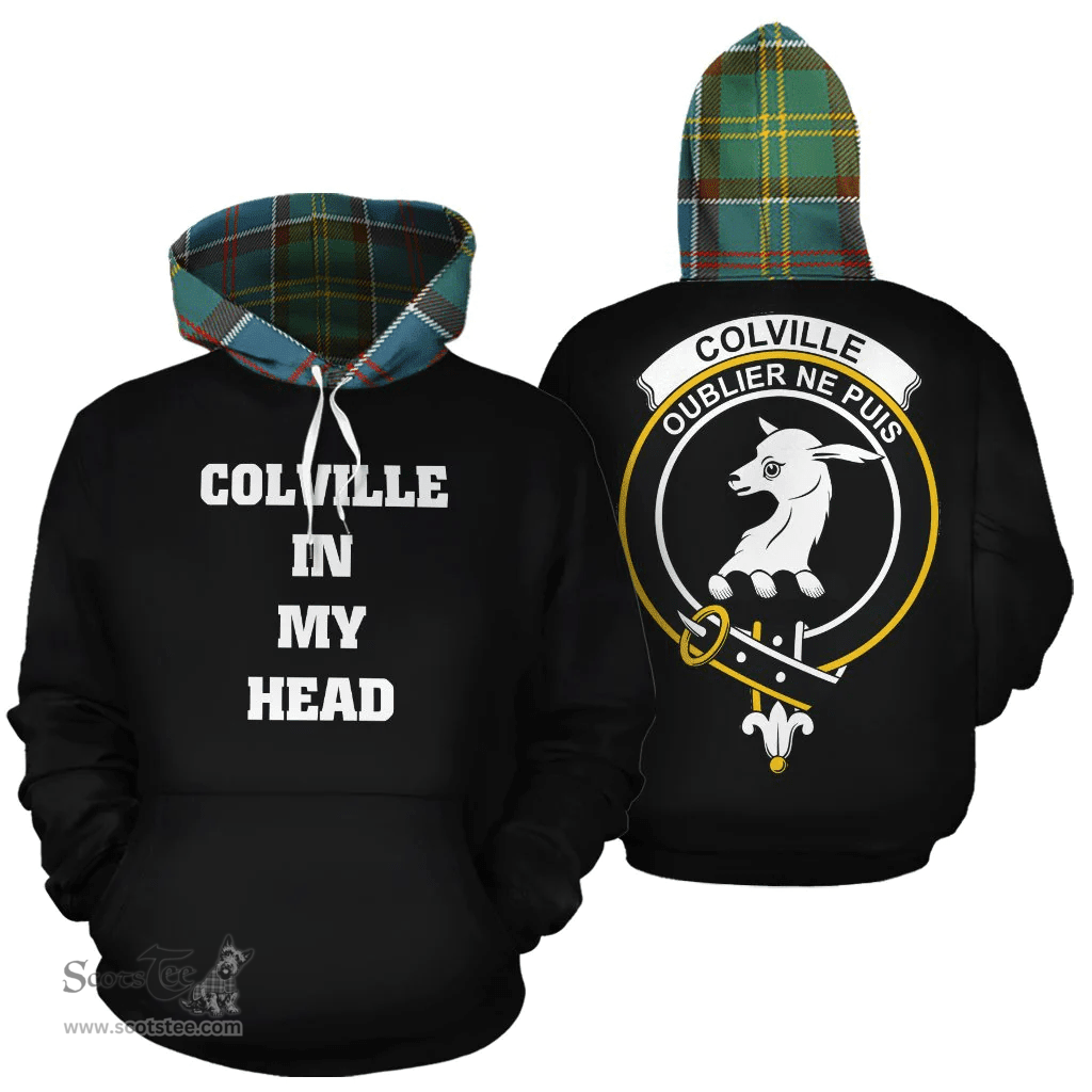 Colville Clan Tartan Hoodie - In My Head Style Scottish Plaid Tartan Plaid