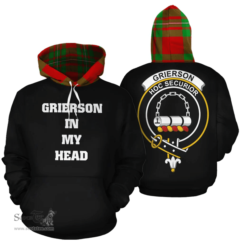 Scottish Grierson Clan Tartan Hoodie - In My Head Style Scottish Plaid Tartan Plaid