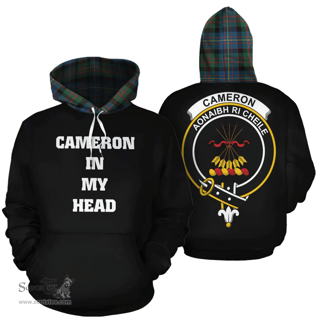 Cameron of Erracht Ancient Clan Tartan Hoodie - In My Head Style Scottish Plaid Tartan Plaid