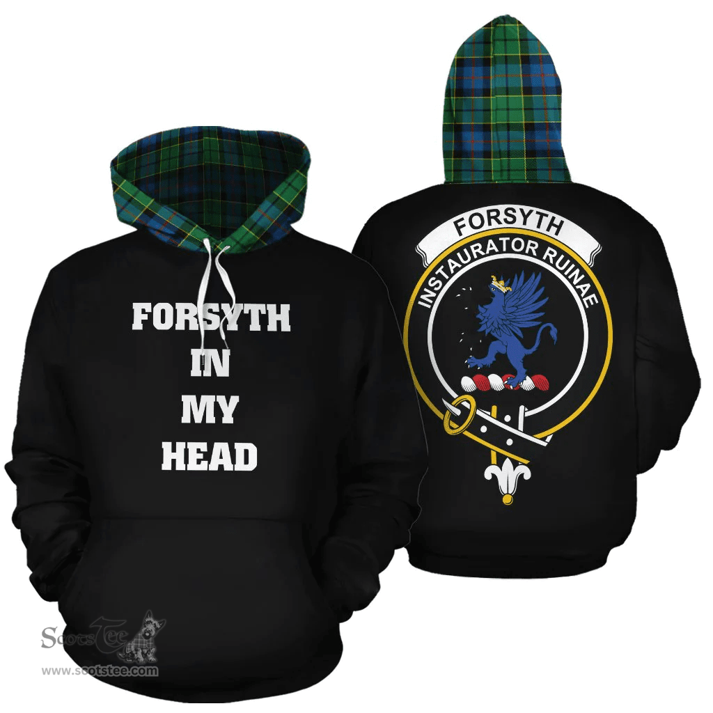 Scottish Forsyth Ancient Clan Tartan Hoodie - In My Head Style Scottish Plaid Tartan Plaid