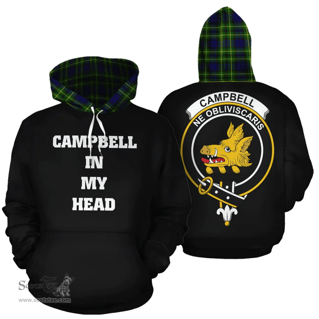 Campbell of Breadalbane Modern Clan Tartan Hoodie - In My Head Style Scottish Plaid Tartan Plaid