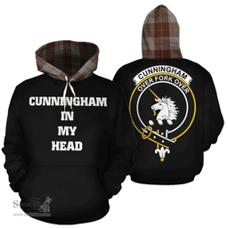 Cunningham Burgundy Dancers Clan Tartan Hoodie - In My Head Style Scottish Plaid Tartan Plaid