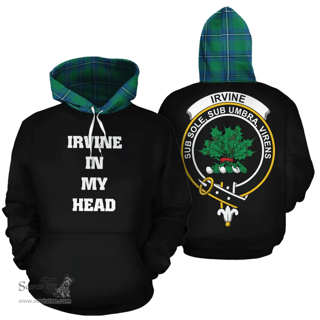 Scottish Irvine Ancient Clan Tartan Hoodie - In My Head Style Scottish Plaid Tartan Plaid