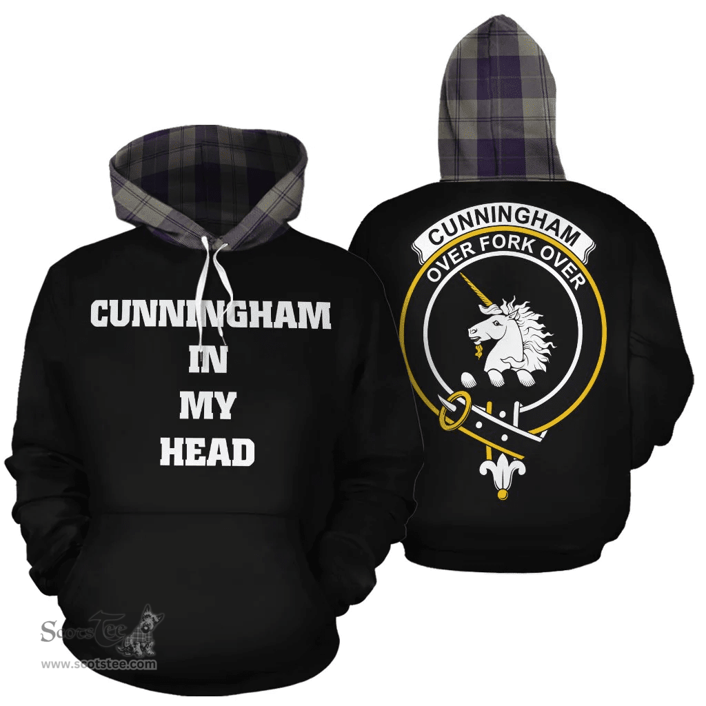 Cunningham Dress Blue Dancers Clan Tartan Hoodie - In My Head Style Scottish Plaid Tartan Plaid
