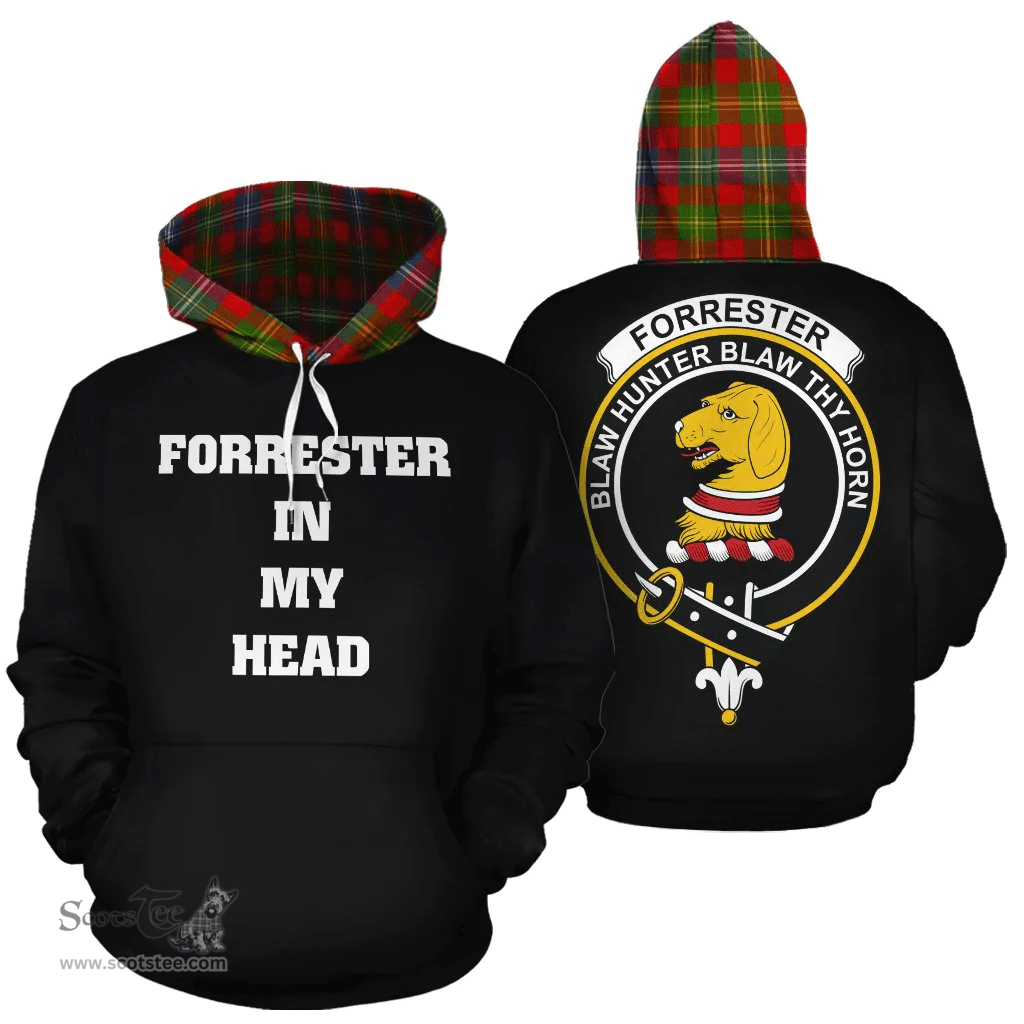 Scottish Forrester Clan Tartan Hoodie - In My Head Style Scottish Plaid Tartan Plaid