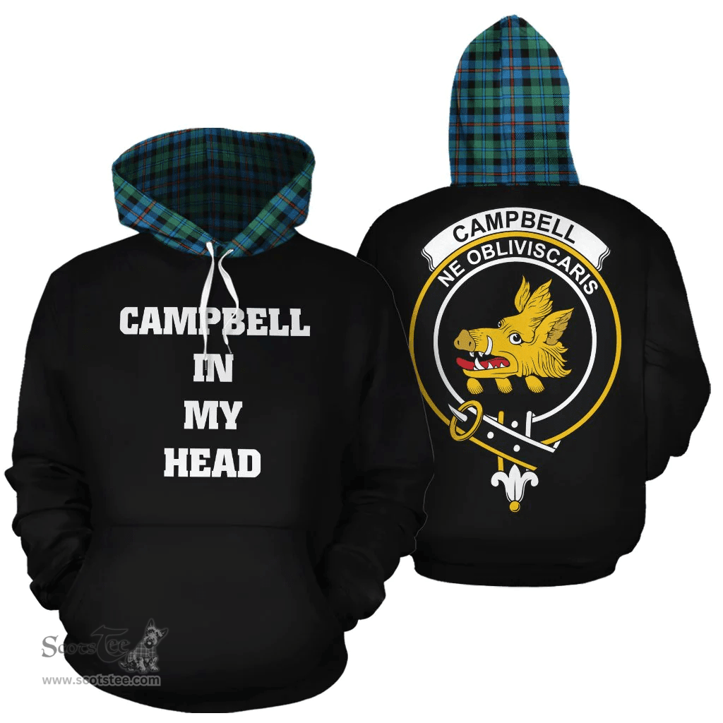 Campbell of Cawdor Ancient Clan Tartan Hoodie - In My Head Style Scottish Plaid Tartan Plaid