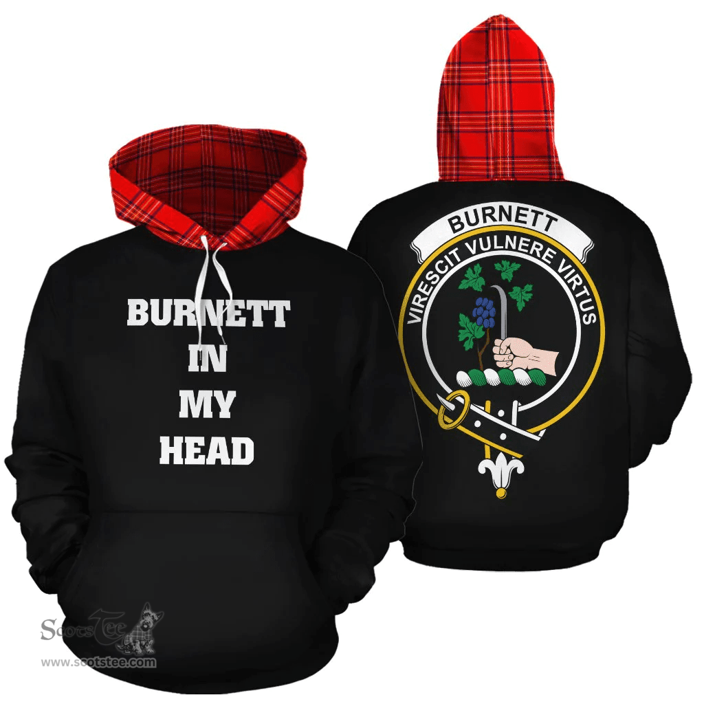 Burnett Modern Clan Tartan Hoodie - In My Head Style Scottish Plaid Tartan Plaid