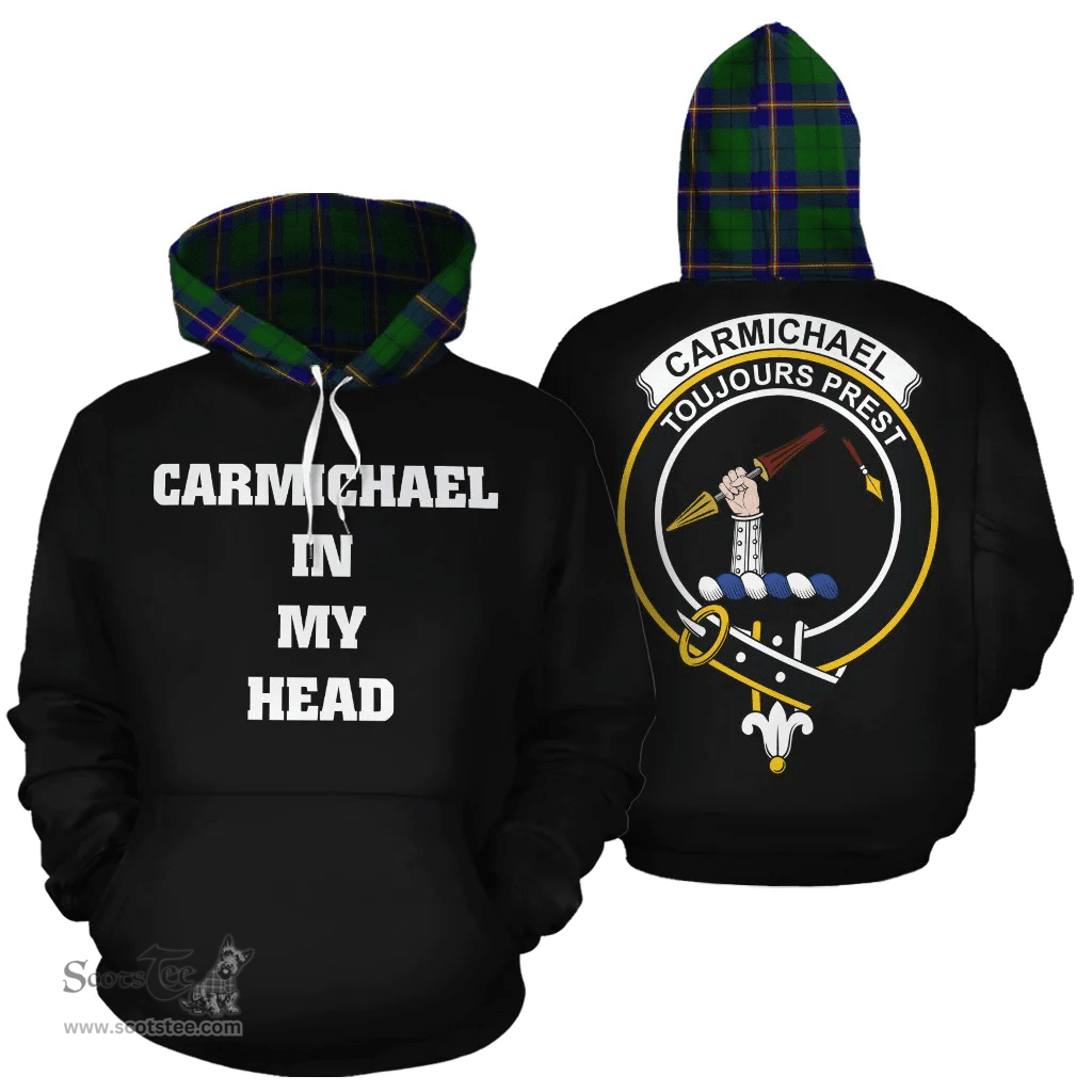Carmichael Modern Clan Tartan Hoodie - In My Head Style Scottish Plaid Tartan Plaid