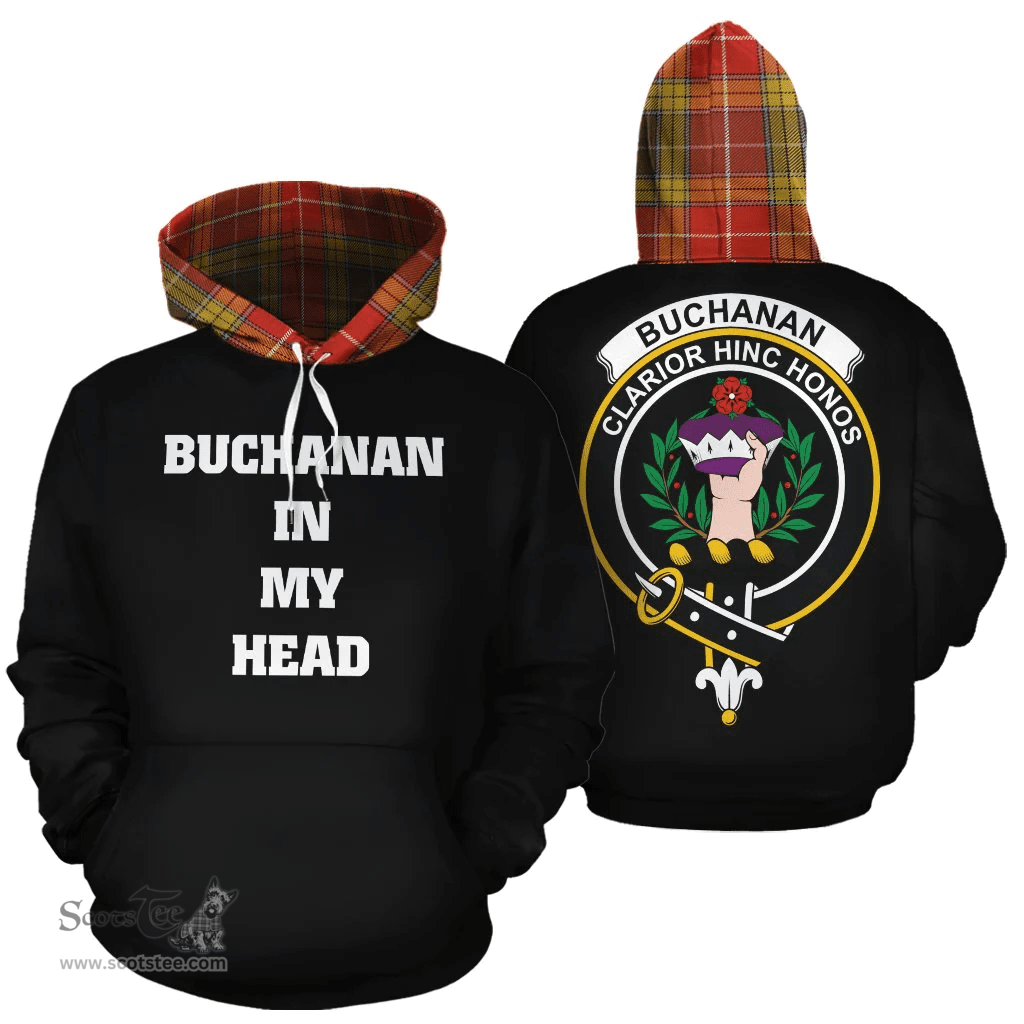 Buchanan Old Set Weathered Clan Tartan Hoodie - In My Head Style Scottish Plaid Tartan Plaid