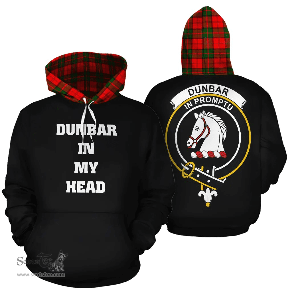 Dunbar Modern Clan Tartan Hoodie - In My Head Style Scottish Plaid Tartan Plaid