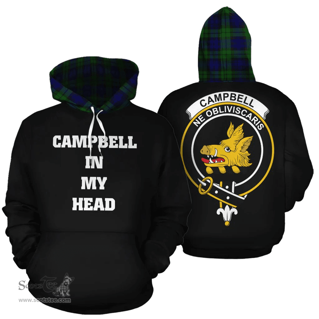 Campbell Modern Clan Tartan Hoodie - In My Head Style Scottish Plaid Tartan Plaid