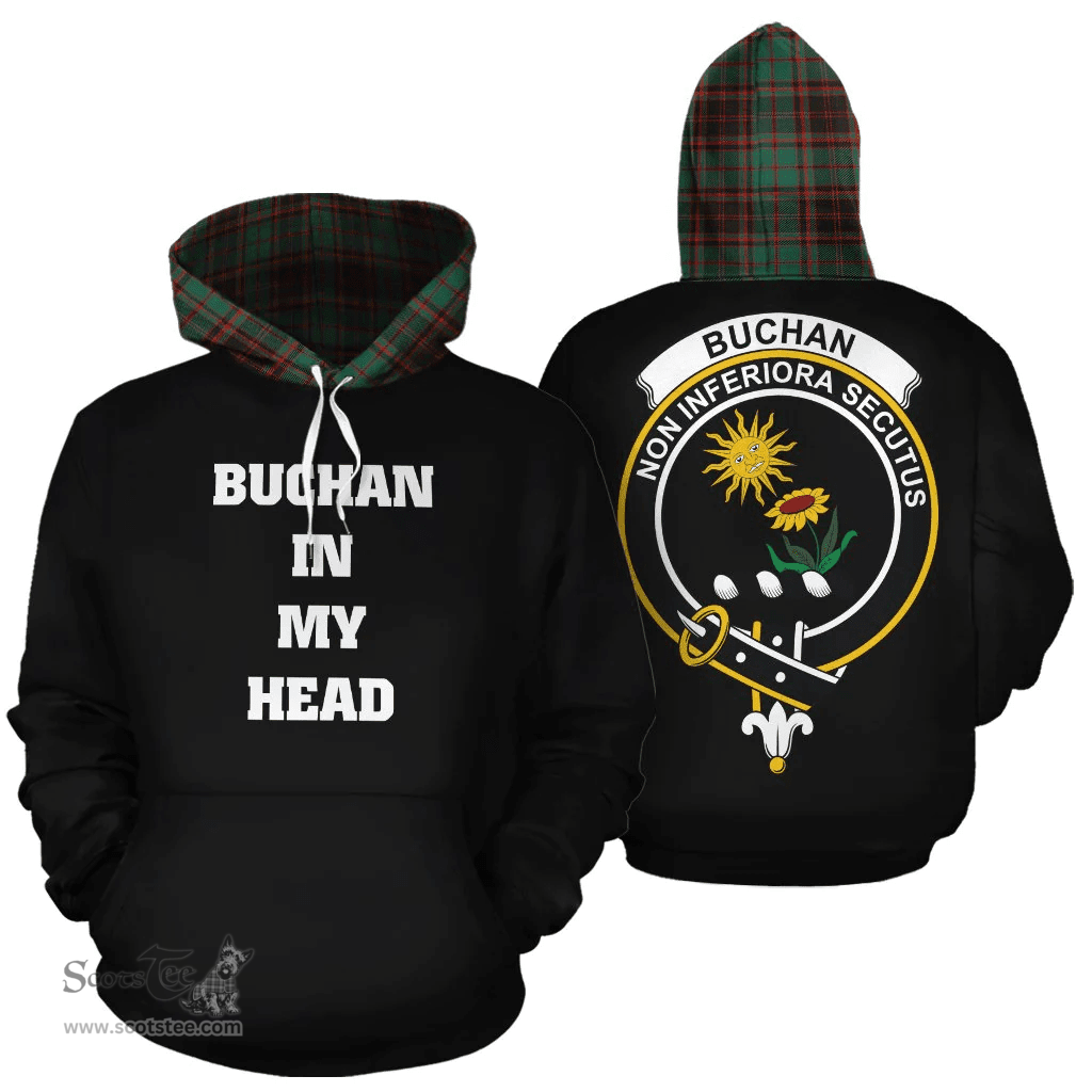 Buchan Ancient Clan Tartan Hoodie - In My Head Style Scottish Plaid Tartan Plaid