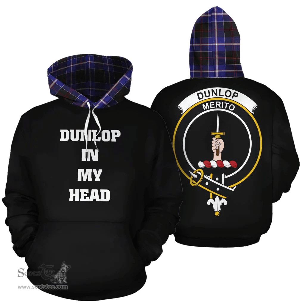 Dunlop Modern Clan Tartan Hoodie - In My Head Style Scottish Plaid Tartan Plaid